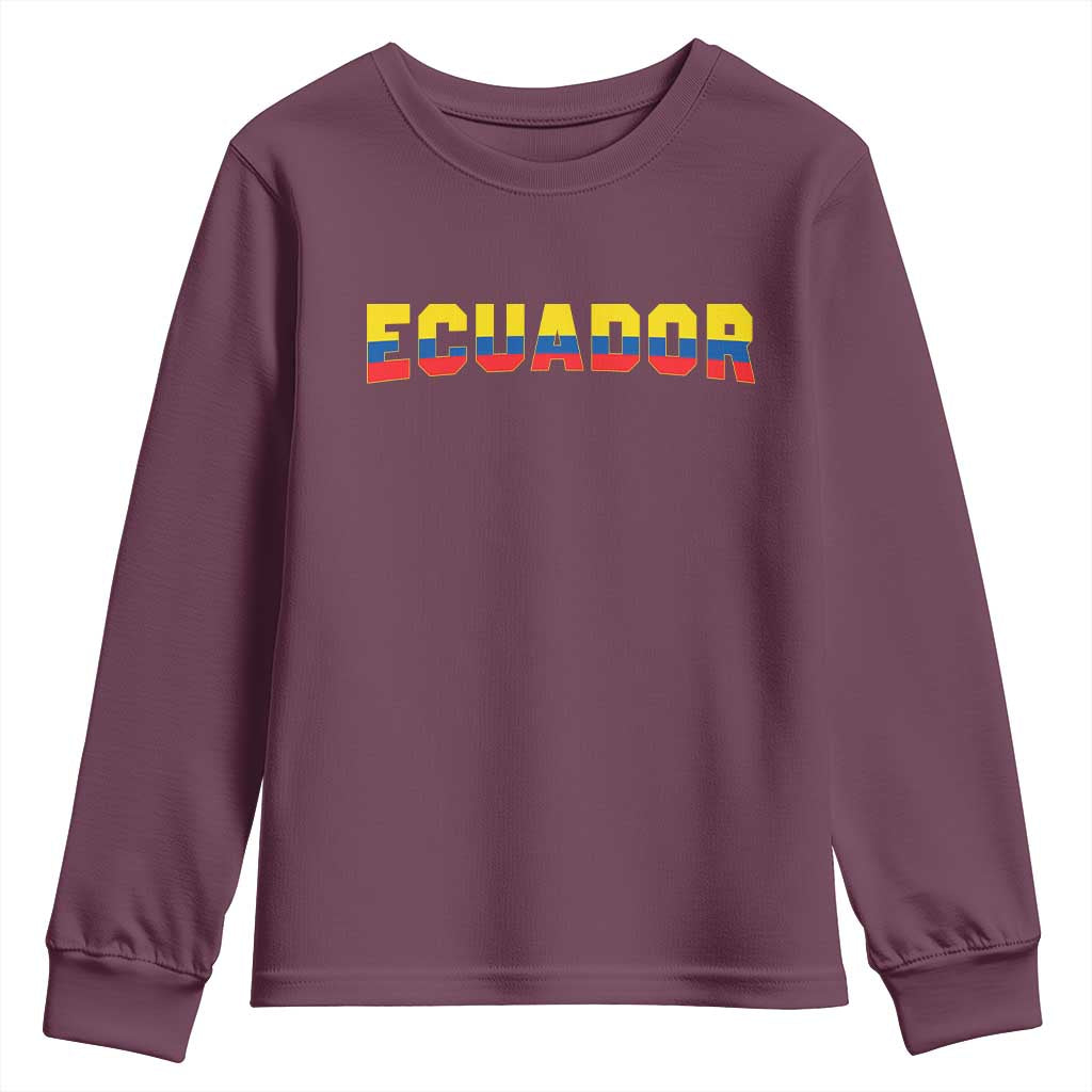 Vintage Ecuador Roots Youth Sweatshirt Latin Heritage Pride Gift TS12 Maroon Print Your Wear