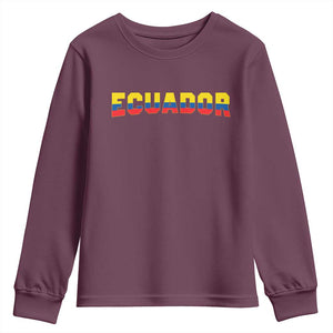 Vintage Ecuador Roots Youth Sweatshirt Latin Heritage Pride Gift TS12 Maroon Print Your Wear
