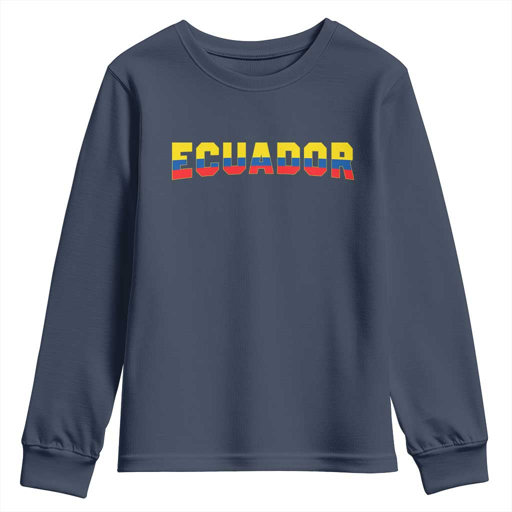 Vintage Ecuador Roots Youth Sweatshirt Latin Heritage Pride Gift TS12 Navy Print Your Wear