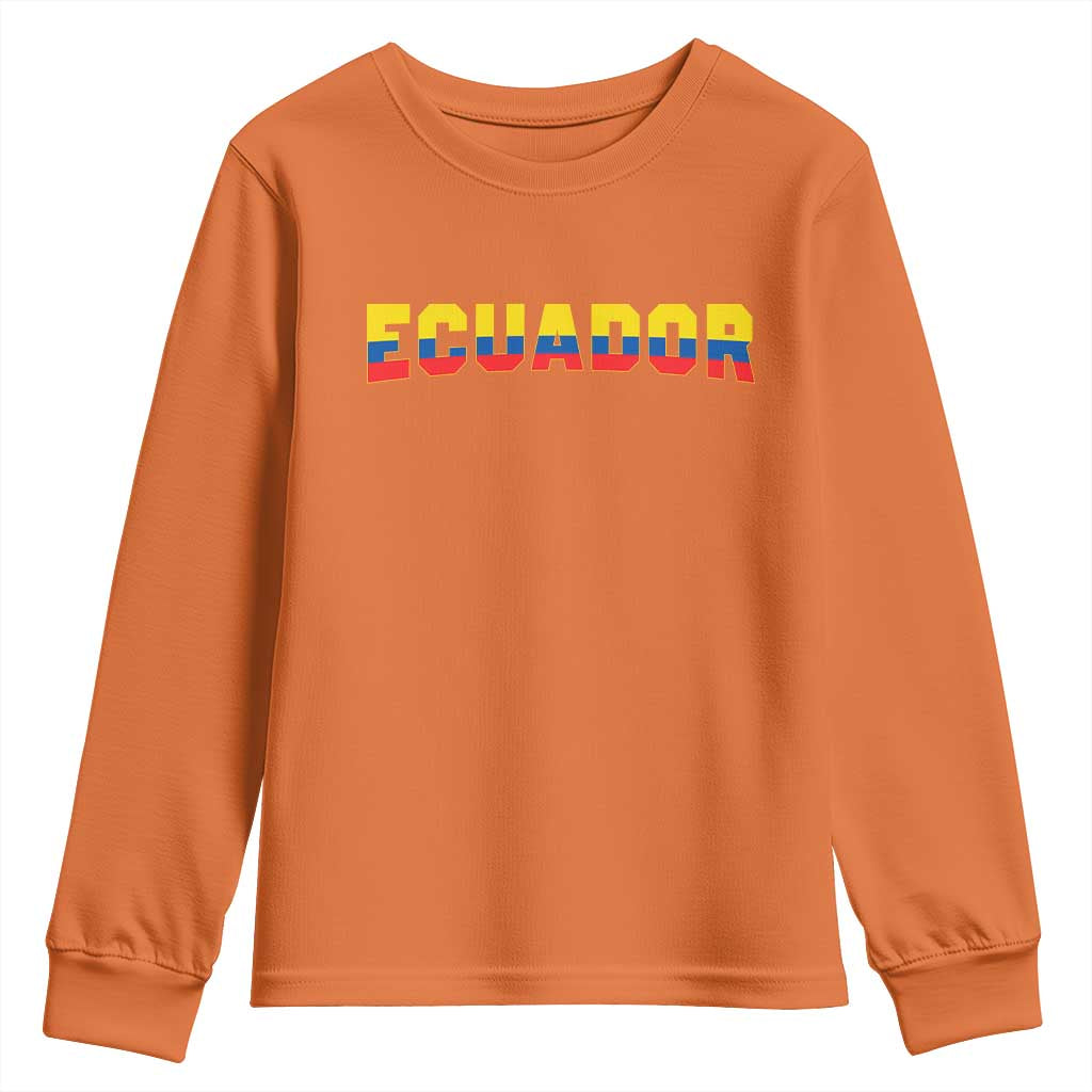 Vintage Ecuador Roots Youth Sweatshirt Latin Heritage Pride Gift TS12 Orange Print Your Wear