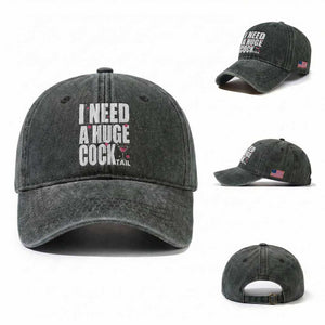 Funny Adult Humor Washed Cotton Baseball Cap I Need A Huge Cocktail Drinking Gift TS12 Washed Cap Universal Fit Dark Green Print Your Wear