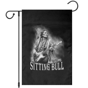 Vintage Sitting Bull Playing Guitar Garden Flag Cool Native American Rocking Chief Gift