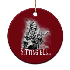 Vintage Sitting Bull Playing Guitar Ceramic Ornament Cool Native American Rocking Chief Gift