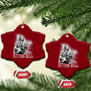 Vintage Sitting Bull Playing Guitar Ceramic Ornament Cool Native American Rocking Chief Gift