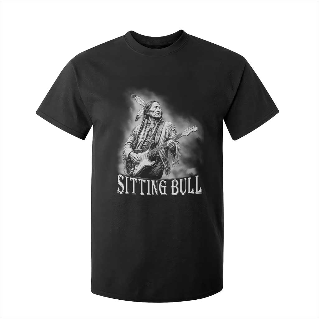 Vintage Sitting Bull Playing Guitar T Shirt For Kid Cool Native American Rocking Chief Gift
