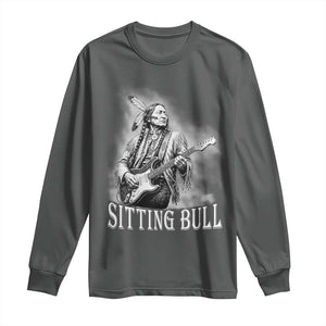 Vintage Sitting Bull Playing Guitar Long Sleeve Shirt Cool Native American Rocking Chief Gift