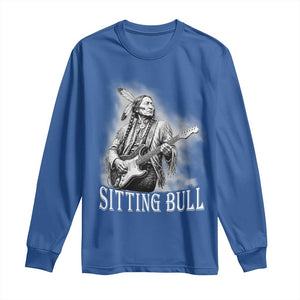 Vintage Sitting Bull Playing Guitar Long Sleeve Shirt Cool Native American Rocking Chief Gift
