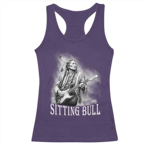 Vintage Sitting Bull Playing Guitar Racerback Tank Top Cool Native American Rocking Chief Gift