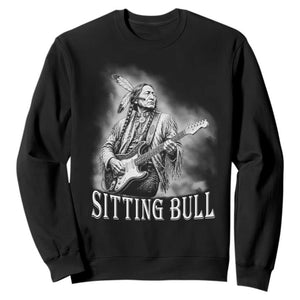 Vintage Sitting Bull Playing Guitar Sweatshirt Cool Native American Rocking Chief Gift
