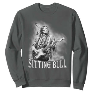 Vintage Sitting Bull Playing Guitar Sweatshirt Cool Native American Rocking Chief Gift