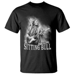 Vintage Sitting Bull Playing Guitar T Shirt Cool Native American Rocking Chief Gift
