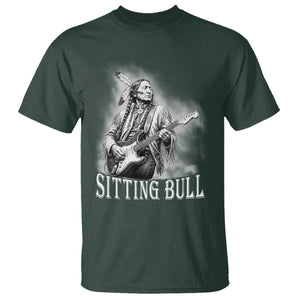 Vintage Sitting Bull Playing Guitar T Shirt Cool Native American Rocking Chief Gift