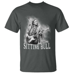 Vintage Sitting Bull Playing Guitar T Shirt Cool Native American Rocking Chief Gift