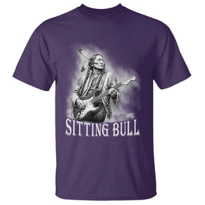 Vintage Sitting Bull Playing Guitar T Shirt Cool Native American Rocking Chief Gift