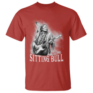 Vintage Sitting Bull Playing Guitar T Shirt Cool Native American Rocking Chief Gift