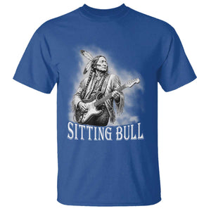 Vintage Sitting Bull Playing Guitar T Shirt Cool Native American Rocking Chief Gift