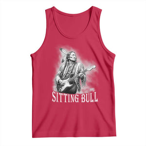 Vintage Sitting Bull Playing Guitar Tank Top Cool Native American Rocking Chief Gift