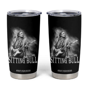 Vintage Sitting Bull Playing Guitar Tumbler Cup Cool Native American Rocking Chief Gift