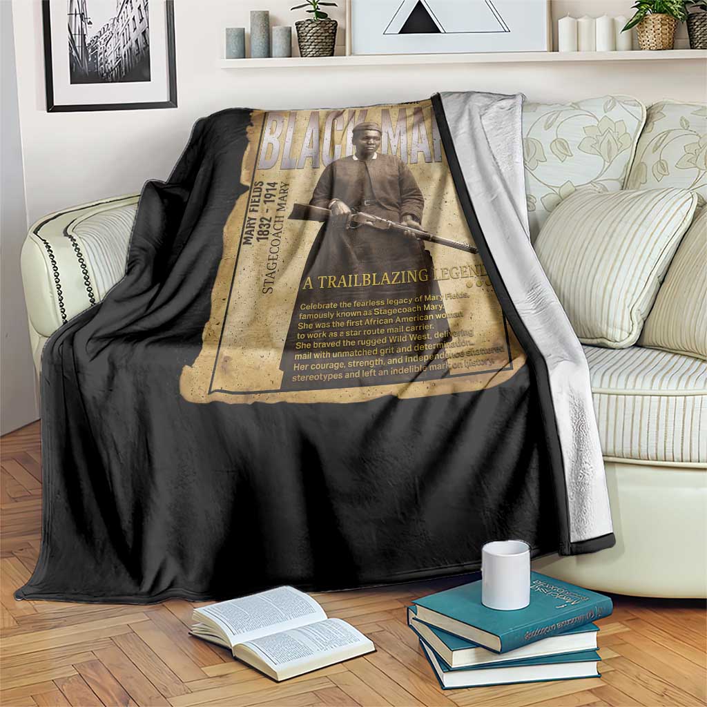 Vintage Newspaper Stagecoach Mary Fields Mail Carrier Throw Blanket Black History Legend Gift