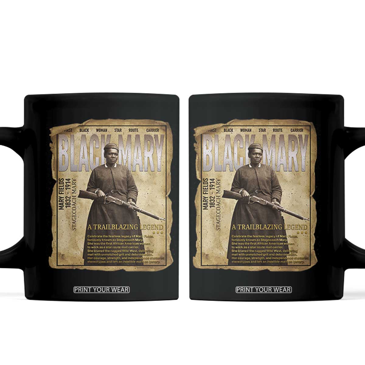 Vintage Newspaper Stagecoach Mary Fields Mail Carrier Coffee Mug Black History Legend Gift