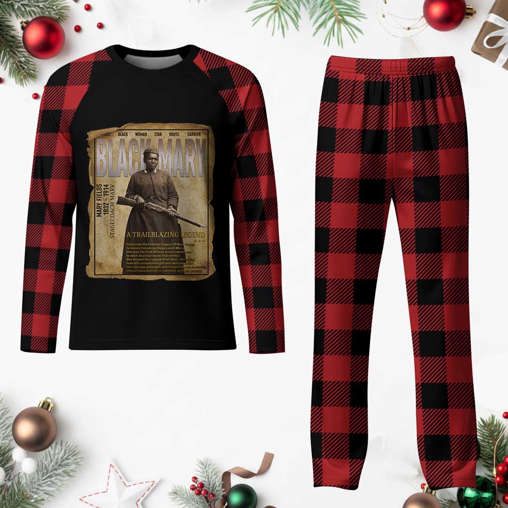 Vintage Newspaper Stagecoach Mary Fields Mail Carrier Plaid Pajama Set Black History Legend Gift