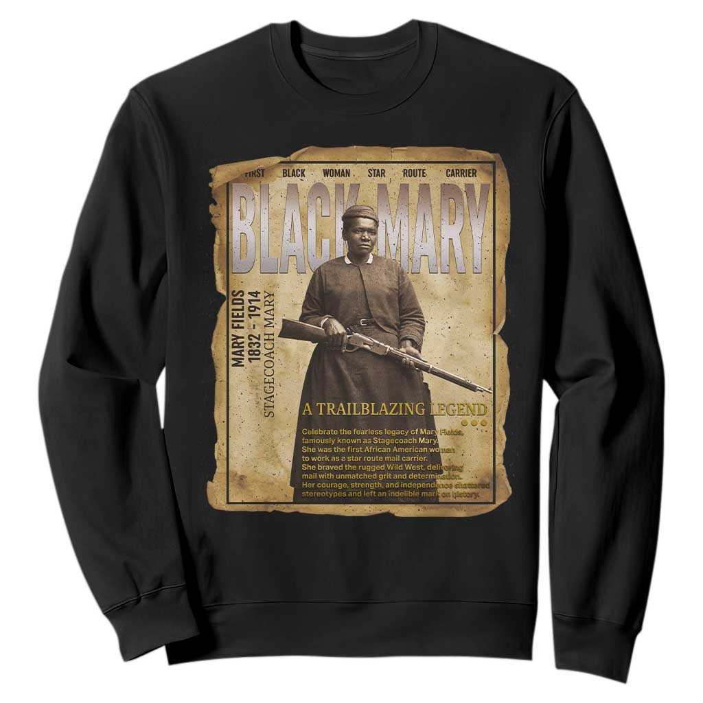 Vintage Newspaper Stagecoach Mary Fields Mail Carrier Sweatshirt Black History Legend Gift