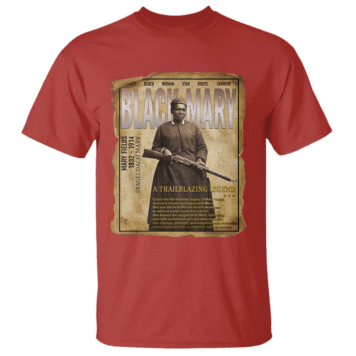 Vintage Newspaper Stagecoach Mary Fields Mail Carrier T Shirt Black History Legend Gift