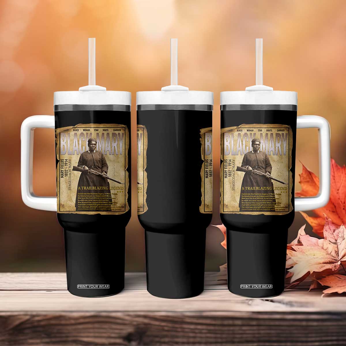 Vintage Newspaper Stagecoach Mary Fields Mail Carrier Tumbler With Handle Black History Legend Gift