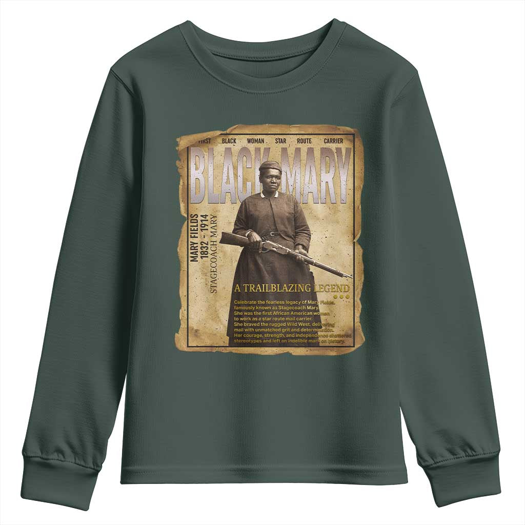 Vintage Newspaper Stagecoach Mary Fields Mail Carrier Youth Sweatshirt Black History Legend Gift
