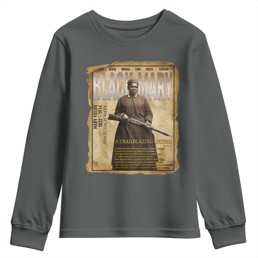 Vintage Newspaper Stagecoach Mary Fields Mail Carrier Youth Sweatshirt Black History Legend Gift