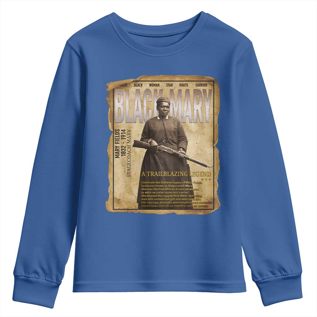 Vintage Newspaper Stagecoach Mary Fields Mail Carrier Youth Sweatshirt Black History Legend Gift
