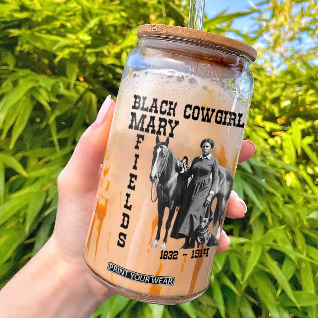 Black Cowgirl Mary Fields Glass Can Western Rodeo Vintage Black History Gift