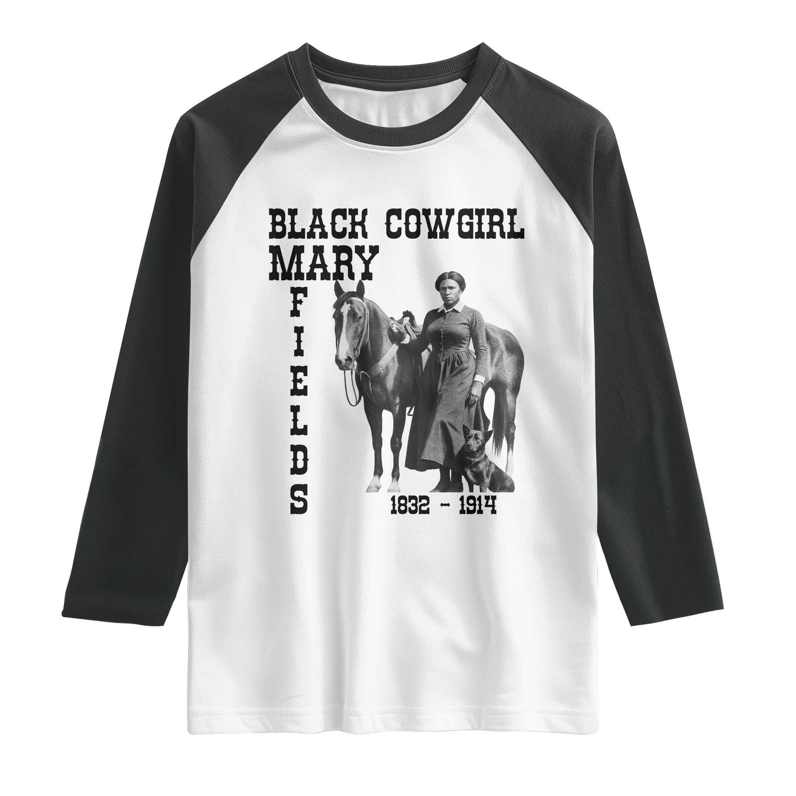 Black Cowgirl Mary Fields Raglan Shirt Western Rodeo Vintage Black History Gift
