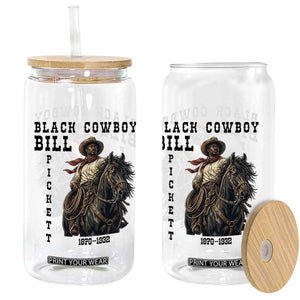 Black Cowboy Bill Pickett Glass Can Vintage Western Rodeo Legend Gift
