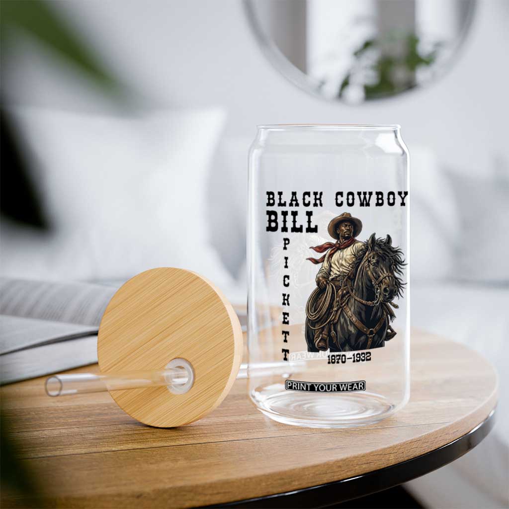 Black Cowboy Bill Pickett Glass Can Vintage Western Rodeo Legend Gift