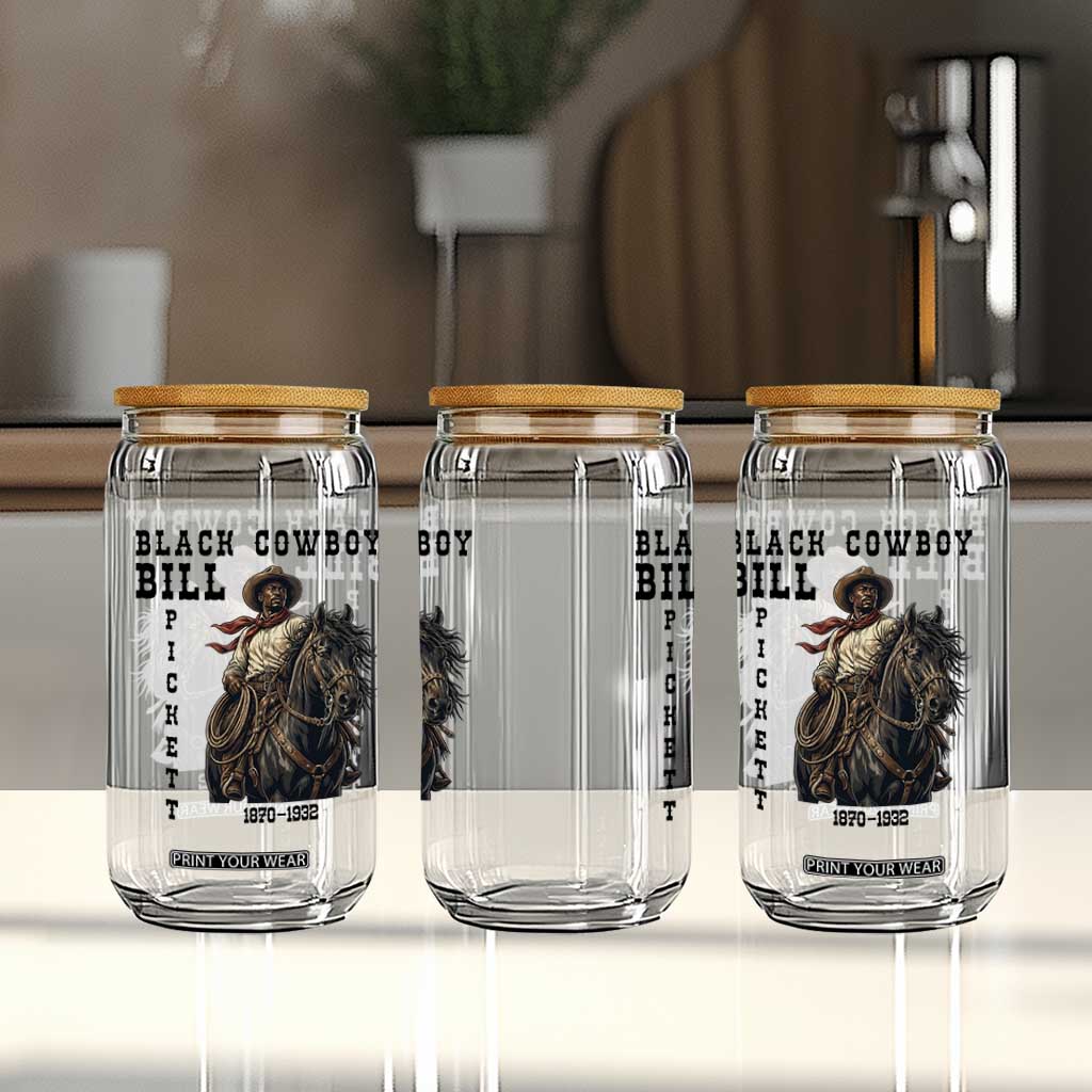 Black Cowboy Bill Pickett Glass Can Vintage Western Rodeo Legend Gift