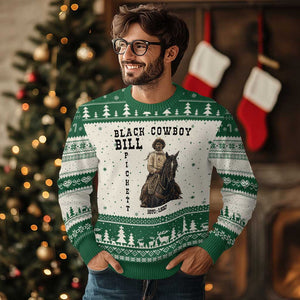 Black Cowboy Bill Pickett Ugly Christmas Sweater Vintage Western Rodeo Legend Gift