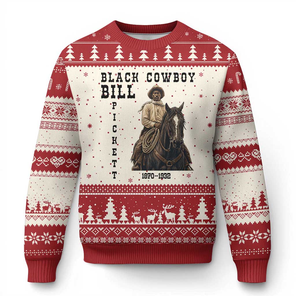 Black Cowboy Bill Pickett Ugly Christmas Sweater Vintage Western Rodeo Legend Gift