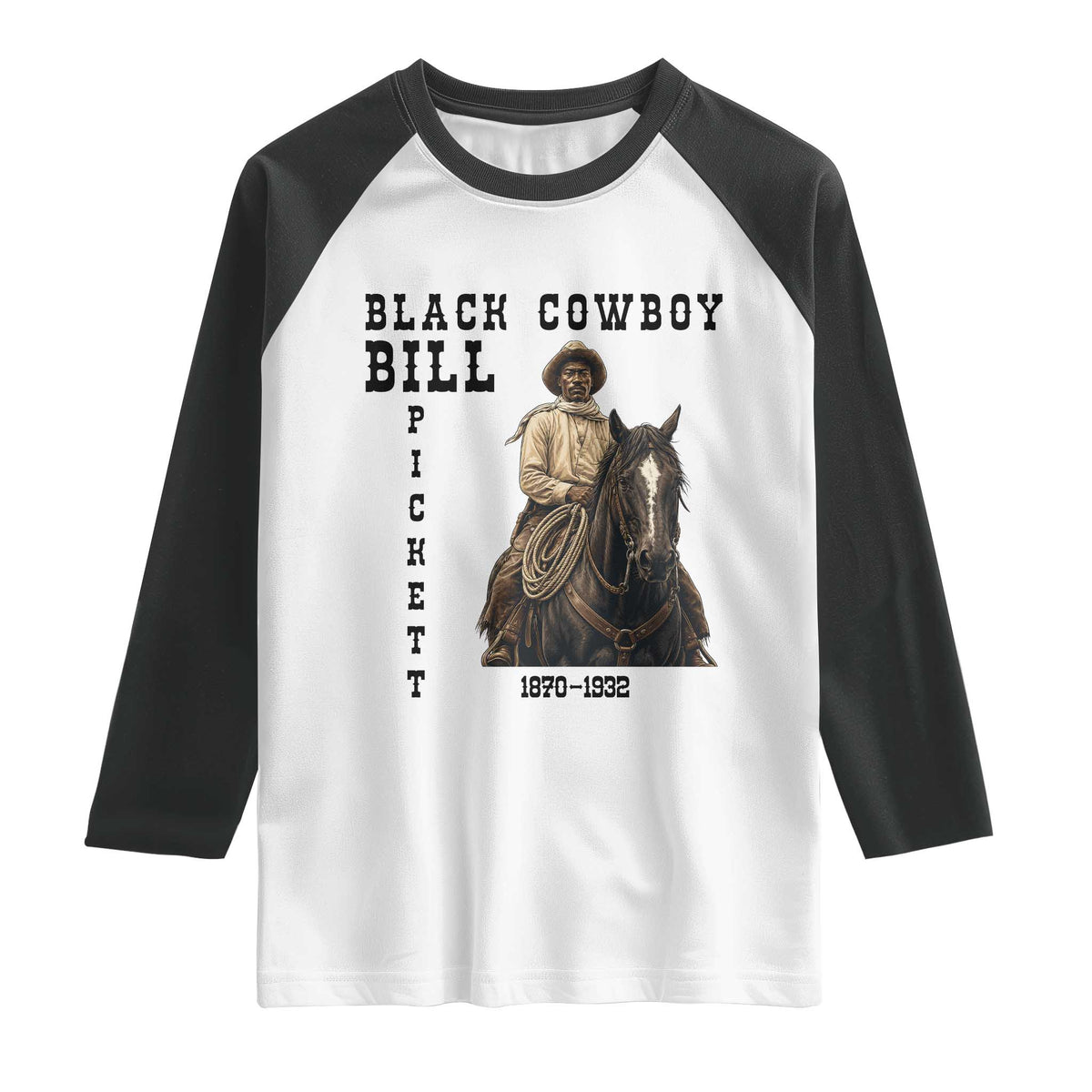 Black Cowboy Bill Pickett Raglan Shirt Vintage Western Rodeo Legend Gift