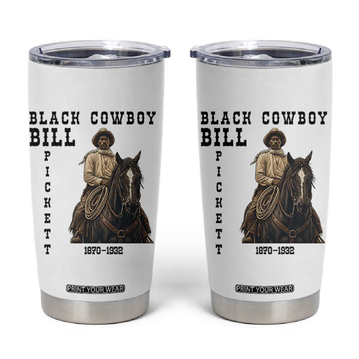 Black Cowboy Bill Pickett Tumbler Cup Vintage Western Rodeo Legend Gift