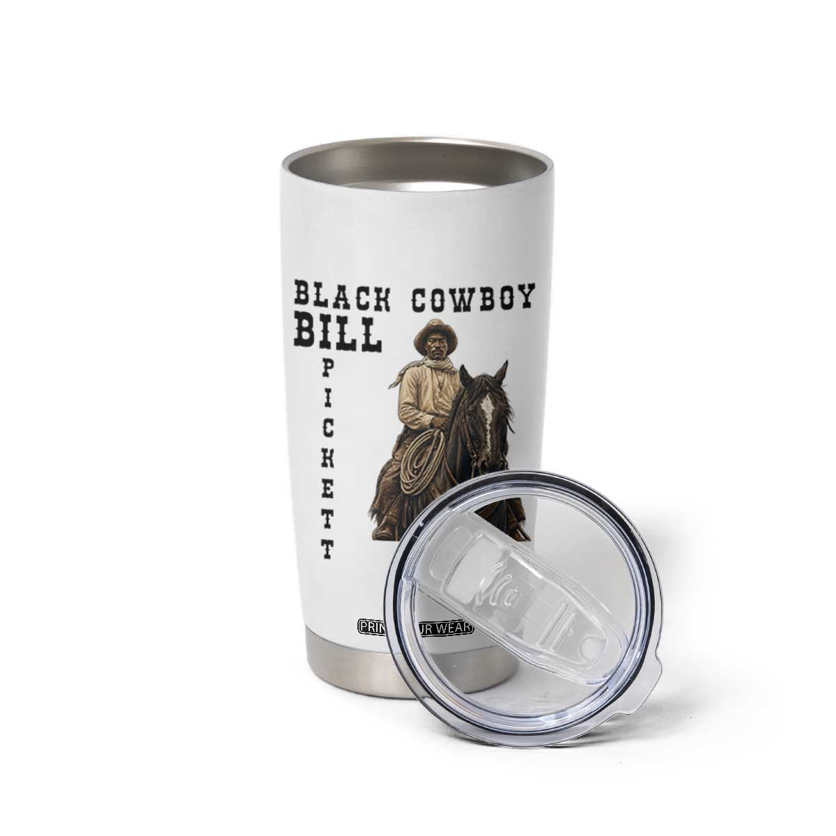Black Cowboy Bill Pickett Tumbler Cup Vintage Western Rodeo Legend Gift
