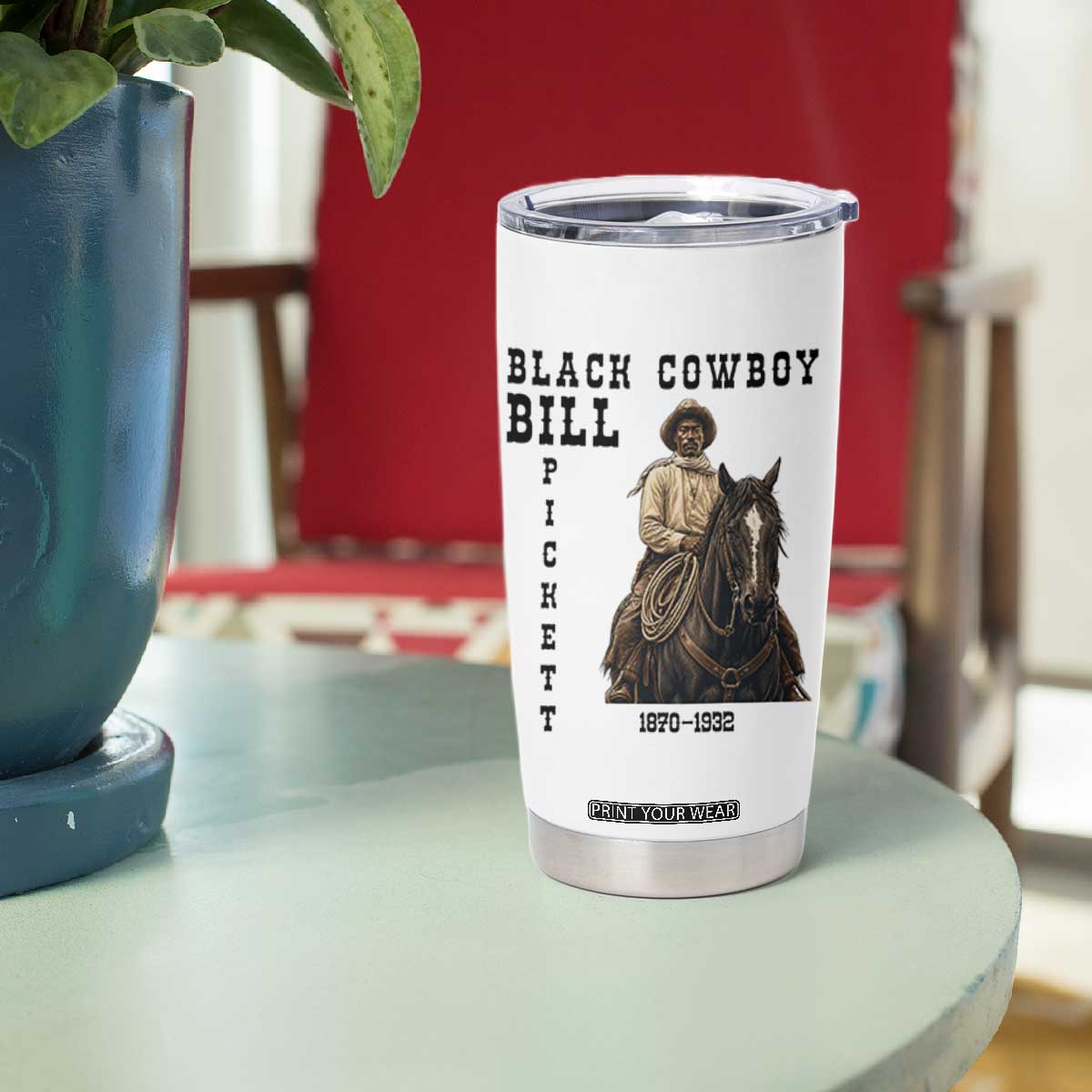 Black Cowboy Bill Pickett Tumbler Cup Vintage Western Rodeo Legend Gift