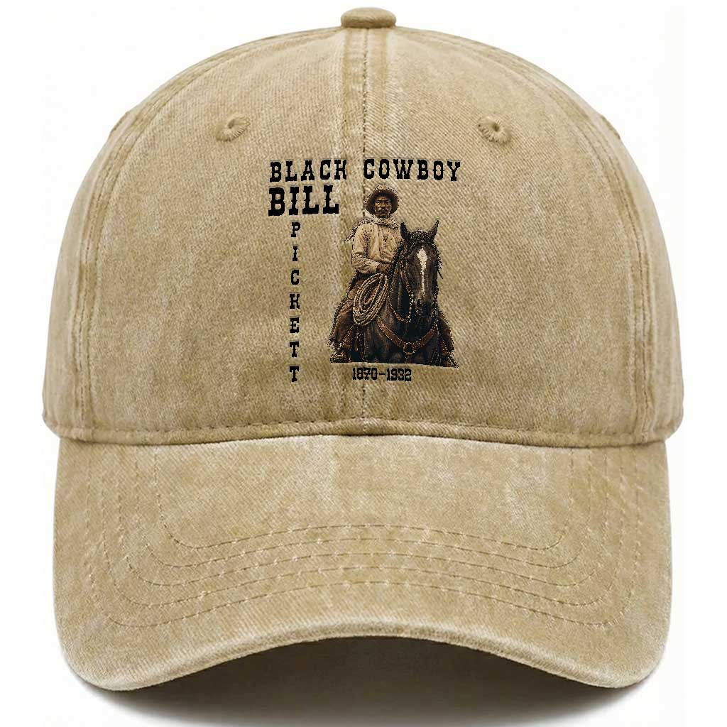 Black Cowboy Bill Pickett Washed Cotton Baseball Cap Vintage Western Rodeo Legend Gift