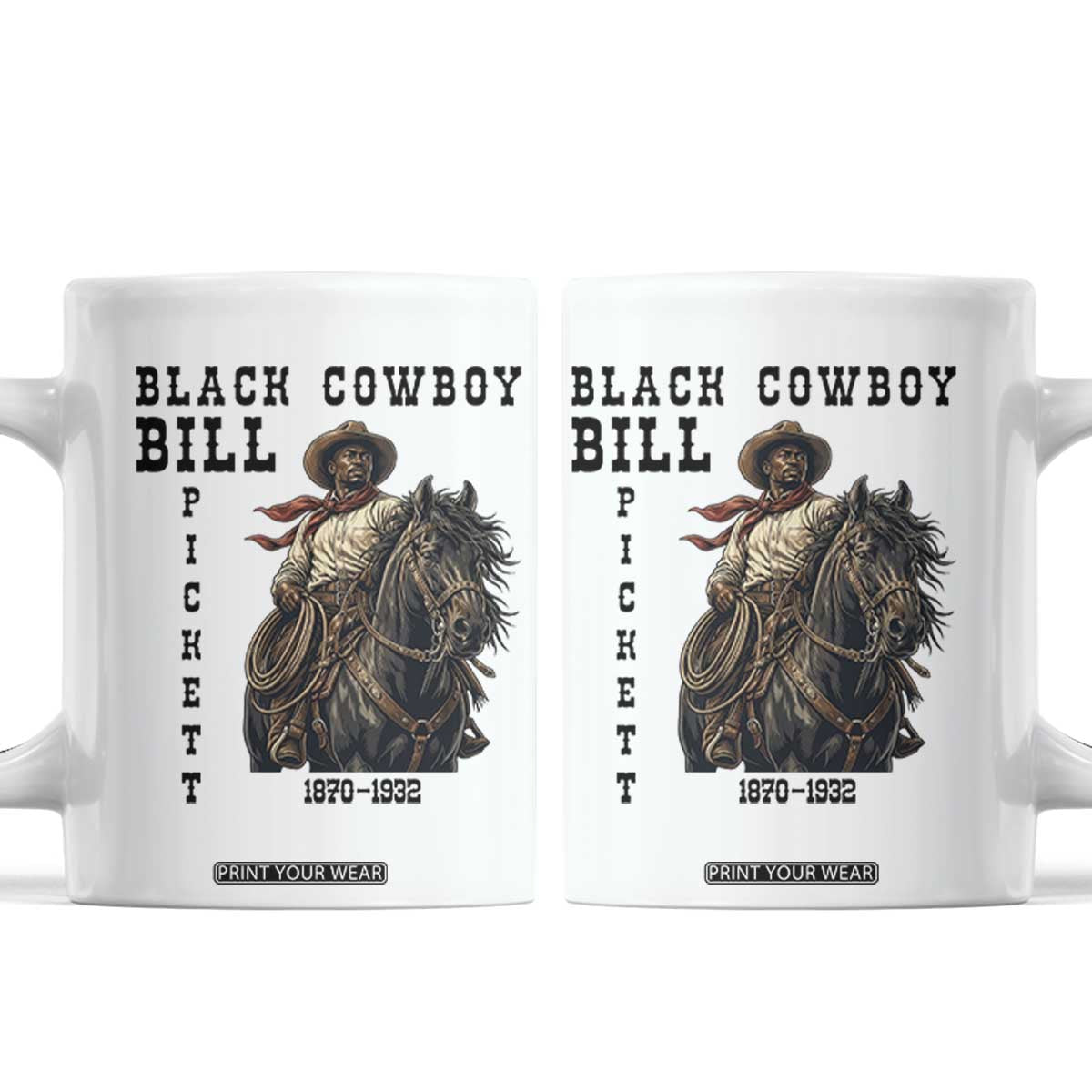 Black Cowboy Bill Pickett Coffee Mug Vintage Western Rodeo Legend Gift