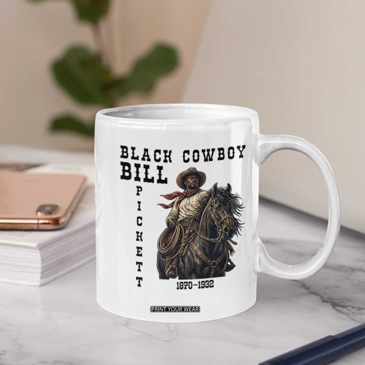 Black Cowboy Bill Pickett Coffee Mug Vintage Western Rodeo Legend Gift