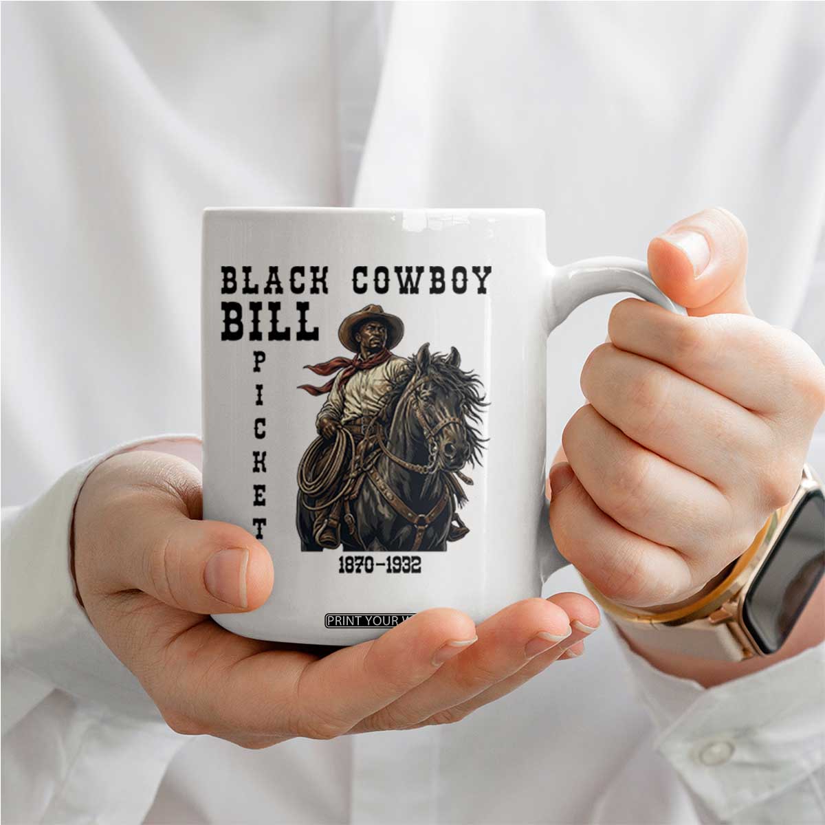 Black Cowboy Bill Pickett Coffee Mug Vintage Western Rodeo Legend Gift