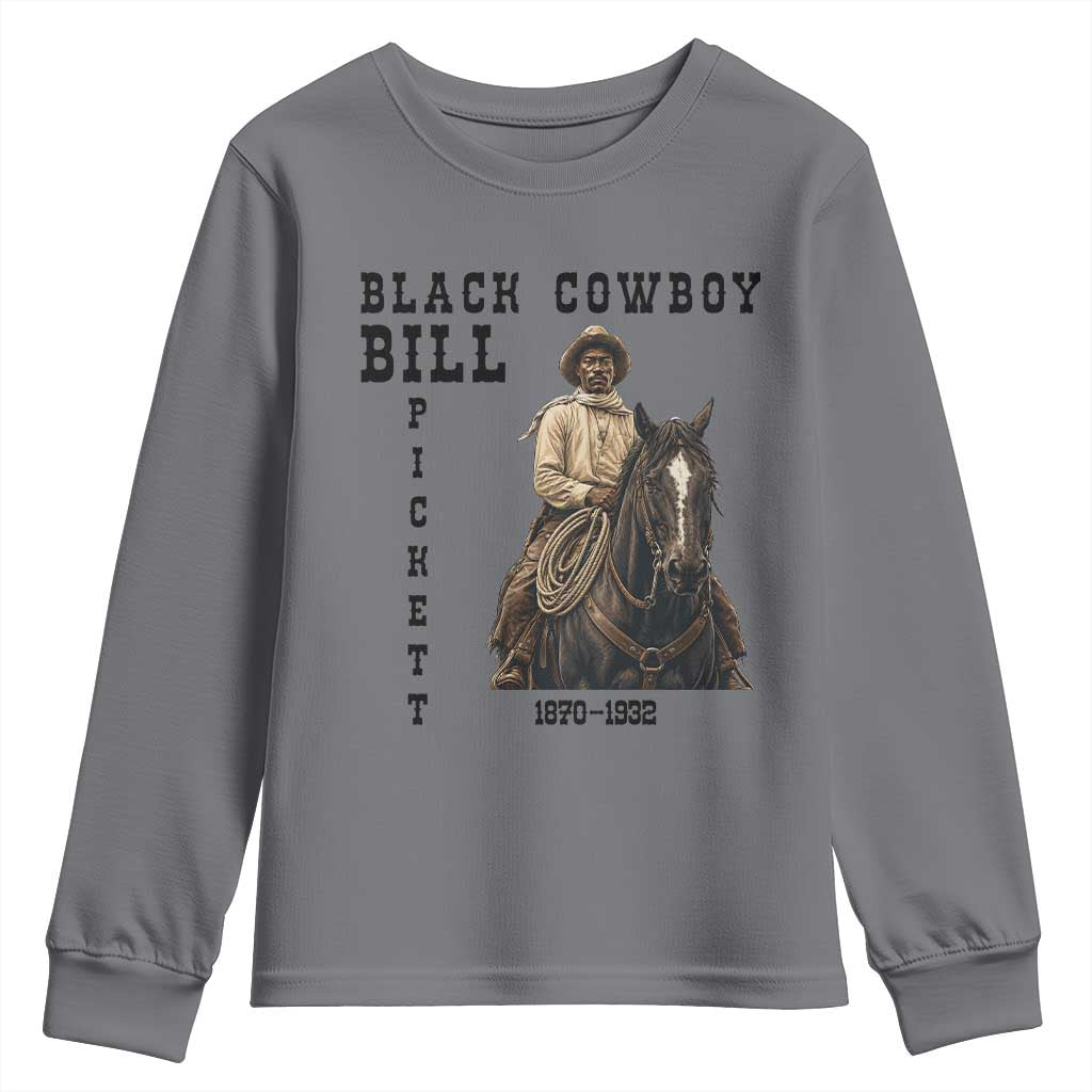 Black Cowboy Bill Pickett Youth Sweatshirt Vintage Western Rodeo Legend Gift