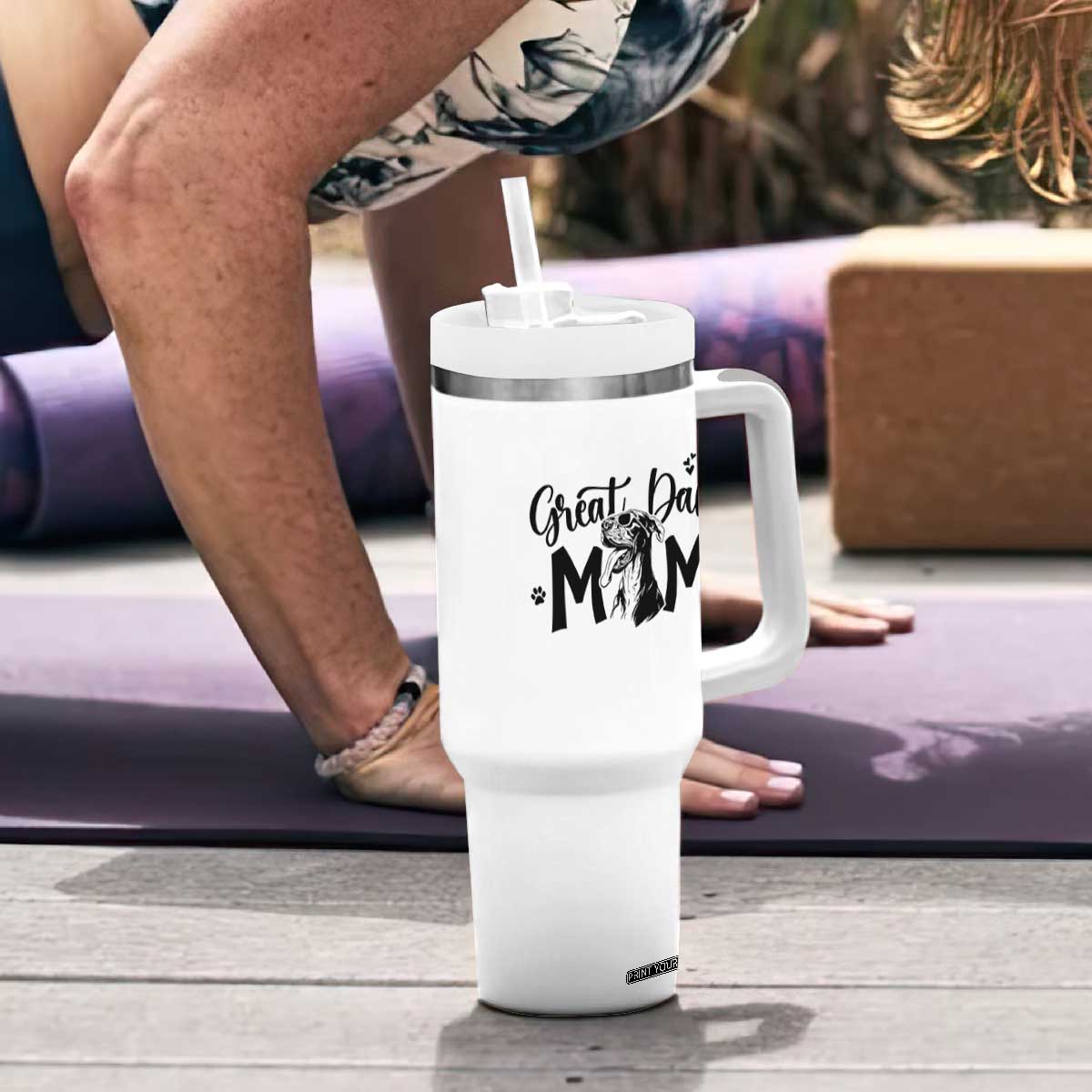 Great Dane Mom Tumbler With Handle Proud Dog Mama Cute Canine Lover Gift