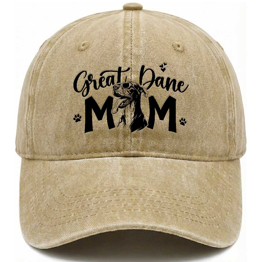Great Dane Mom Washed Cotton Baseball Cap Proud Dog Mama Cute Canine Lover Gift