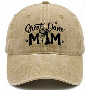 Great Dane Mom Washed Cotton Baseball Cap Proud Dog Mama Cute Canine Lover Gift